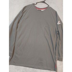 Bulwark FR Shirt Mens 2XL XXL Flame Resistant Gray Long Sleeve Welder SPOTS